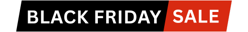 'Black Friday Sale banner with white text on black and red background.'