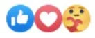 Social media reaction icons: like, love, care.